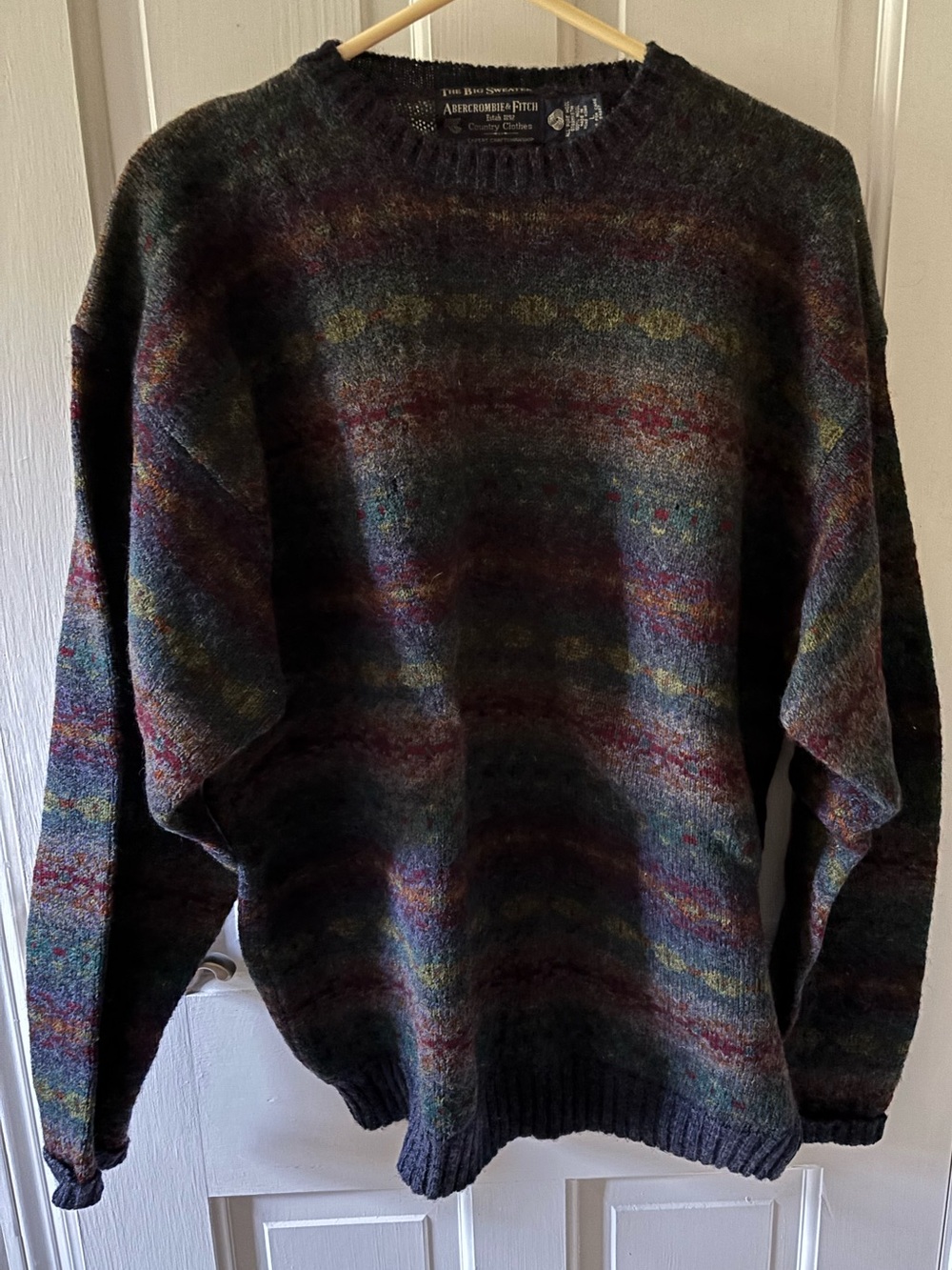 Vintage Abercrombie & Fitch Men's Multicolor Wool Blend Crewneck Sweater